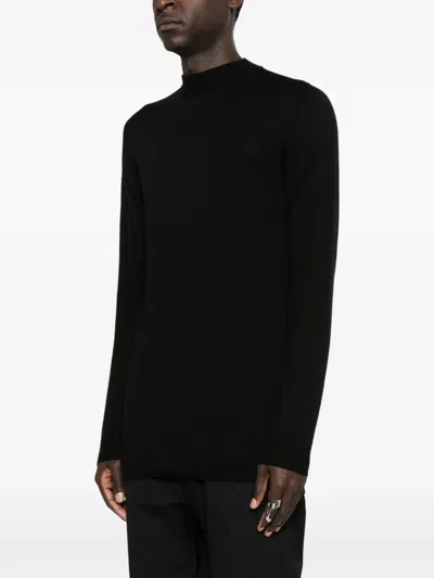 Rick Owens Level Lupetto Crew-neck Sweater In Black
