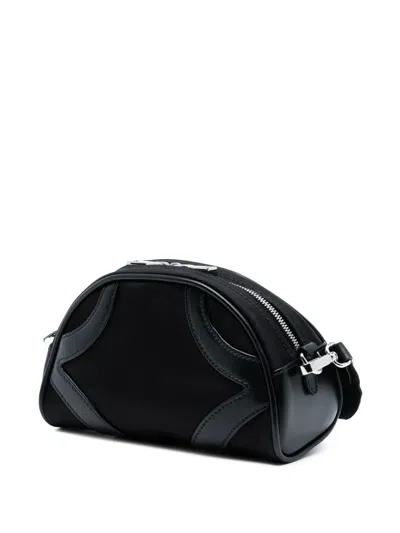 Pre-owned Prada 2000-2025 Soft Calf Trimmed Tessuto Bowling Crossbody Bag In Black