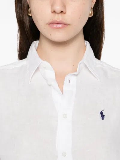 Polo Ralph Lauren Long Sleeve Button Front Shirt In White