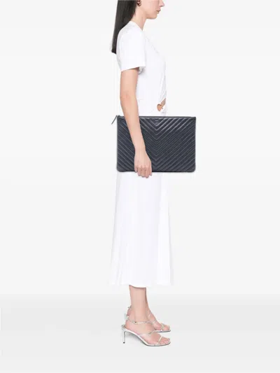 Pre-owned Chanel 2017-2018 Large Cc Chevron Iridescent Caviar O Case Clutch Bag In Purple