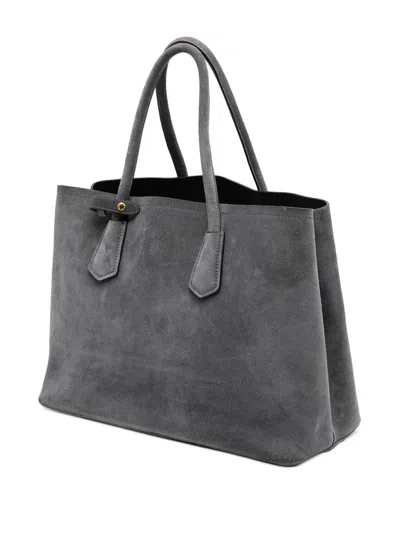 Pre-owned Prada 2000-2025 Medium Scamosciato Double Satchel In Gray