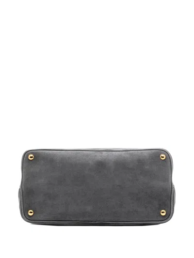 Pre-owned Prada 2000-2025 Medium Scamosciato Double Satchel In Gray