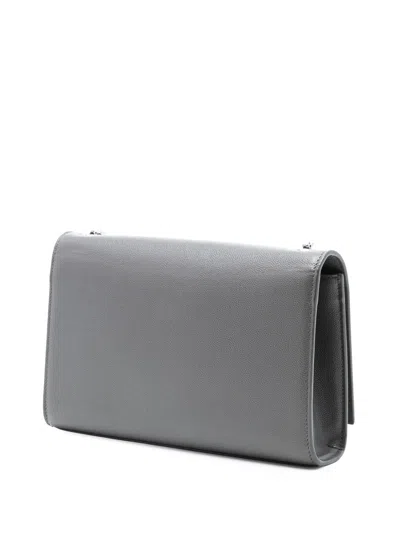 Pre-owned Saint Laurent 2017 Medium Grain De Poudre Monogram Kate Crossbody Bag In Gray