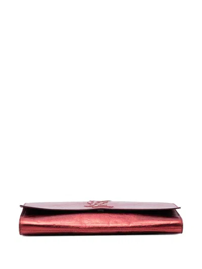 Pre-owned Saint Laurent 2000-2012 Crinkled Calfskin Belle De Jour Clutch Bag In Red