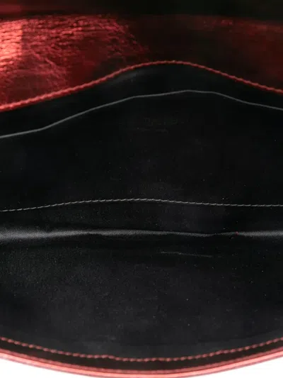 Pre-owned Saint Laurent 2000-2012 Crinkled Calfskin Belle De Jour Clutch Bag In Red