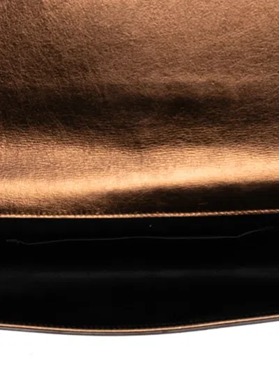 Pre-owned Saint Laurent 2000-2012 Large Metallic Leather Belle De Jour Clutch Bag In Brown