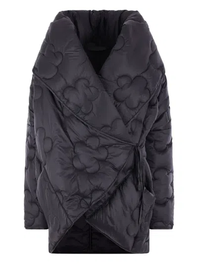 Maria Calderara Floral Coat In Black