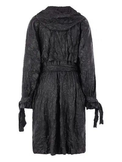Maria Calderara Hooded Tie-waist Coat In Black