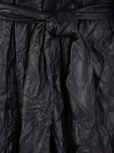 Maria Calderara Hooded Tie-waist Coat In Black