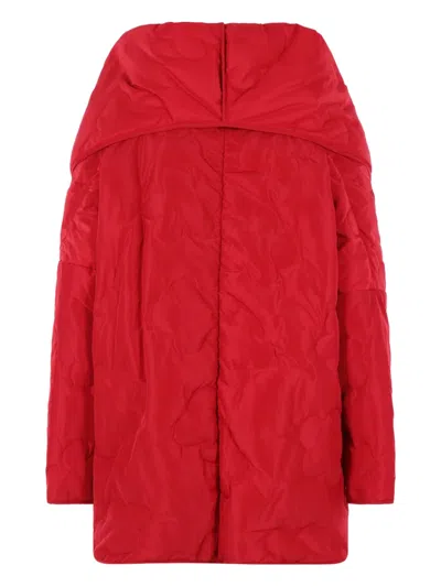 Maria Calderara Quilted Wrap Coat In Red