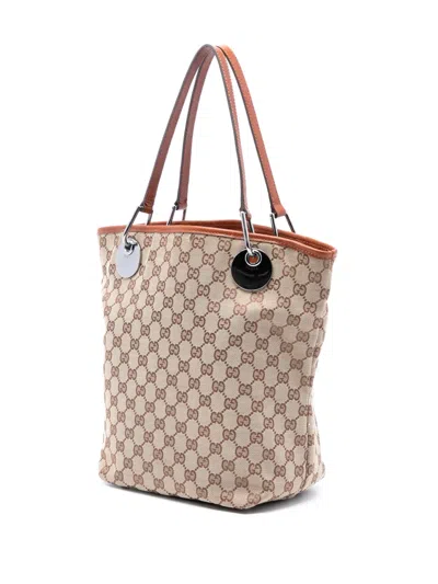 Pre-owned Gucci 2000-2015 Large Gg Canvas Eclipse Tote Bag In Brown