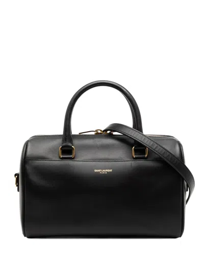 Pre-owned Saint Laurent 2015 Baby Leather Classic Duffle Satchel In Black
