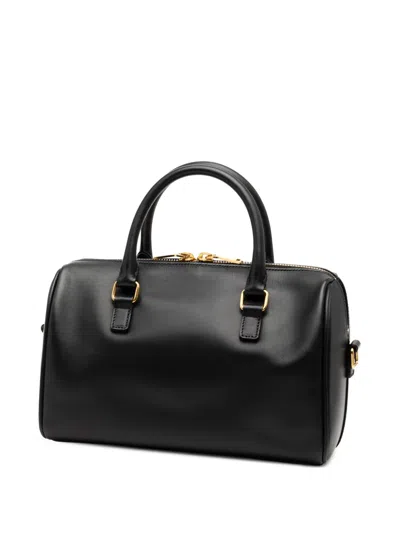 Pre-owned Saint Laurent 2015 Baby Leather Classic Duffle Satchel In Black
