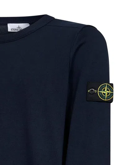 Stone Island Logo Badge Sweatshirt In Blue