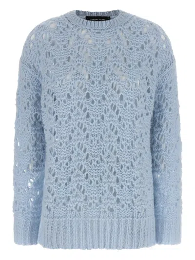 Fabiana Filippi Women Light Blue Openwork Sweater, M Luxury Sweaters & Knitwear For Women Darveys