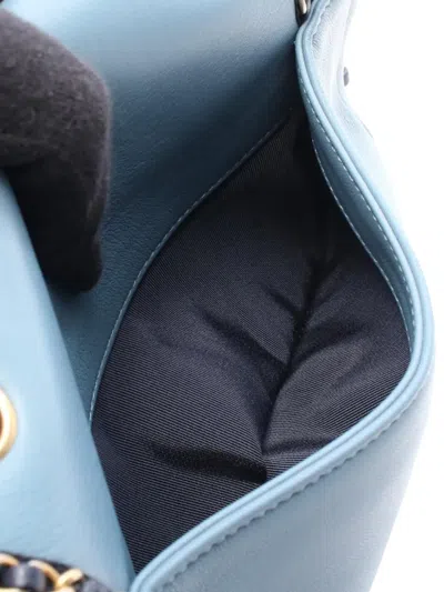 Pre-owned Chanel 2019 Cc Lambskin And Caviar Lovely Chains Flap Shoulder Bag In Blue