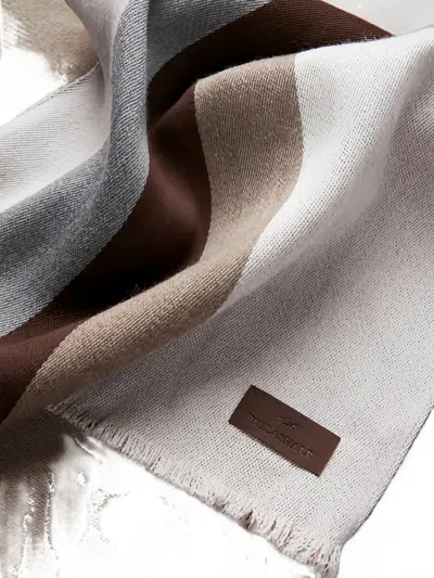 Paul & Shark Striped Scarf In Brown