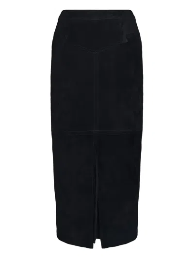 Johanna Ortiz Pueblo Ancestral Printed Leather Midi Skirt In Black