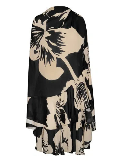 Johanna Ortiz The Old Garden Floral-print Ruffled Cape In Black