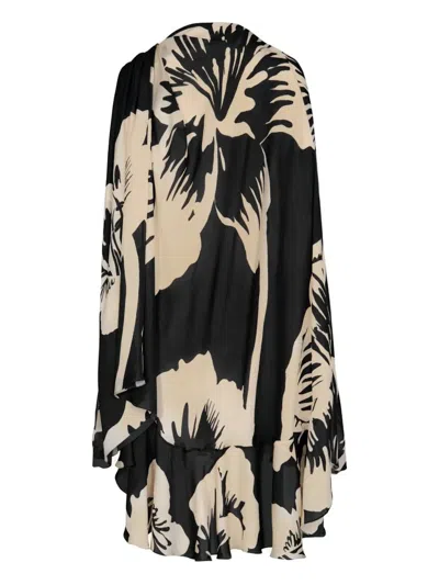 Johanna Ortiz The Old Garden Floral-print Ruffled Cape In Black