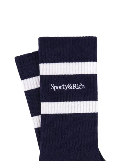 Sporty And Rich Serif Logo Socks In Blue