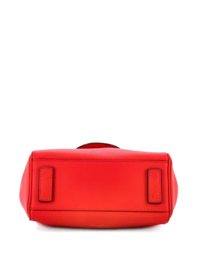 Pre-owned Versace La Medusa Top Handle Bag Leather Small Satchel In Red