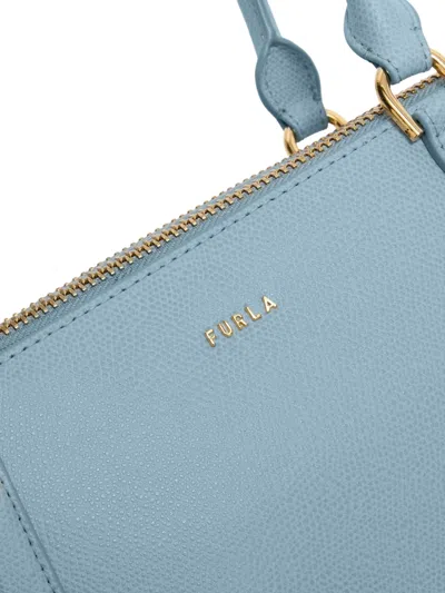 Furla Medium Boston Zip Leather Tote Bag In Blue