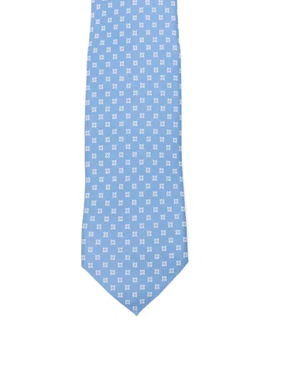 Bigi Milano Patterned Silk Tie In Blue
