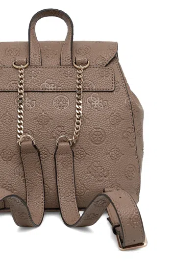 Guess Usa Embossed Triangle Backpack In Brown