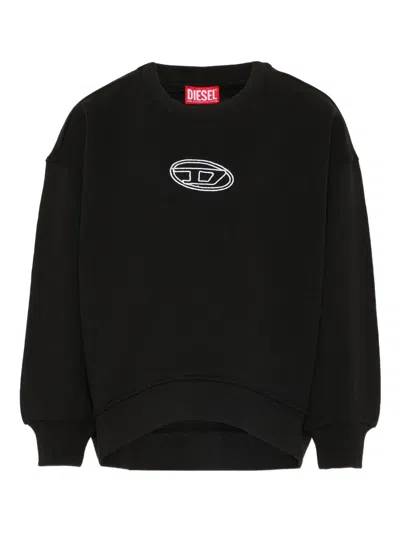 Diesel Logo-detail Crew-neck Sweatshirt In Black