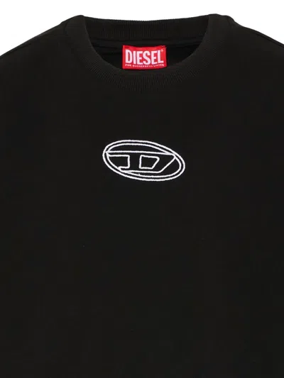 Diesel Logo-detail Crew-neck Sweatshirt In Black