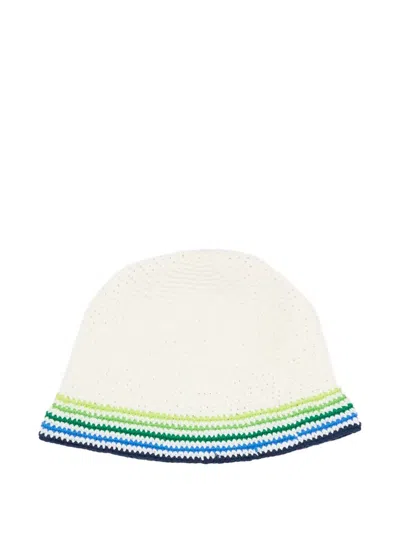 Casablanca Striped-detail Bucket Hat In White
