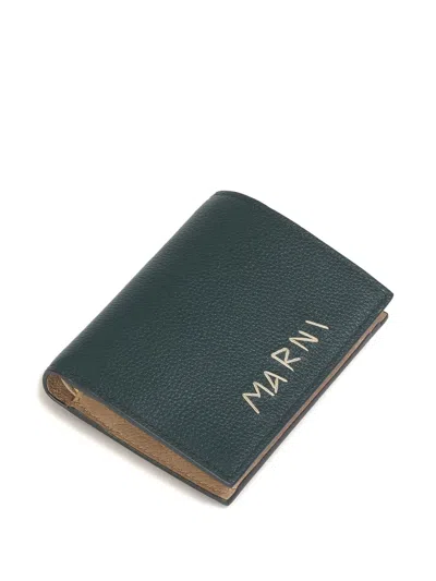 Marni Logo-lettering Bifold Wallet In Green