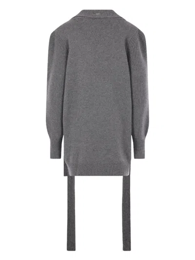 Sa Su Phi Buttoned Tie Cardigan In Gray