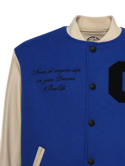 Giuliano Galiano Patchwork Baseball Jacket In Blue