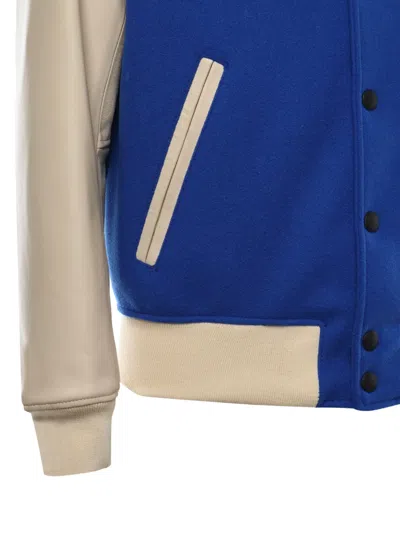 Giuliano Galiano Patchwork Baseball Jacket In Blue