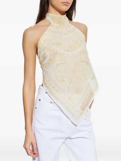 Versace Paisley-pattern Blouse In Neutral