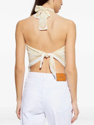 Versace Paisley-pattern Blouse In Neutral