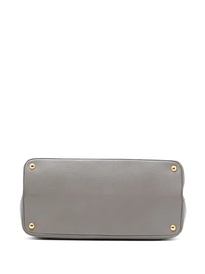 Pre-owned Prada 2000-2025 Large Saffiano Cuir Double Satchel In Gray