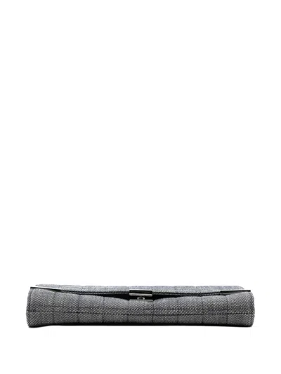 Pre-owned Chanel 2002-2003 Cc Choco Bar Denim Chain Flap Shoulder Bag In Gray