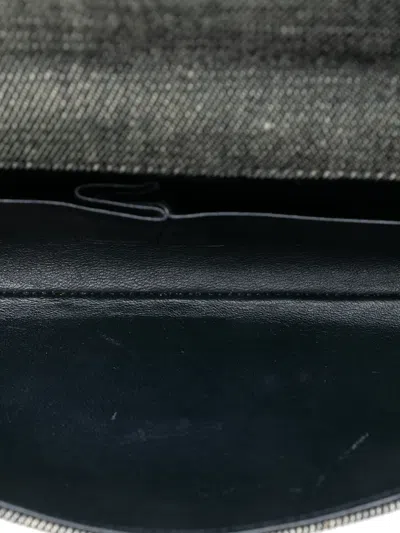 Pre-owned Chanel 2002-2003 Cc Choco Bar Denim Chain Flap Shoulder Bag In Gray