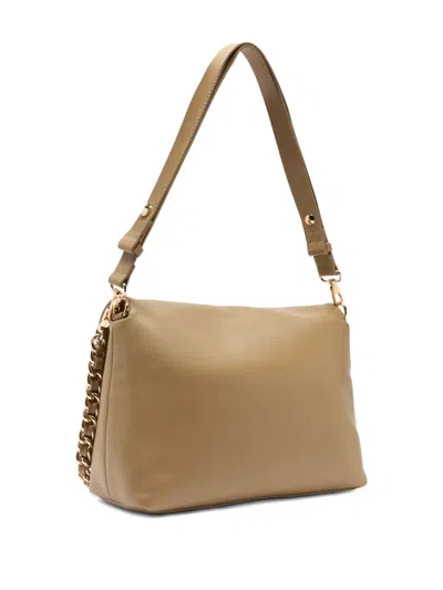 Liu •jo Lapuffy Large Braided Chain Logo Satchel In Brown