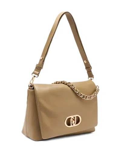 Liu •jo Lapuffy Large Braided Chain Logo Satchel In Brown