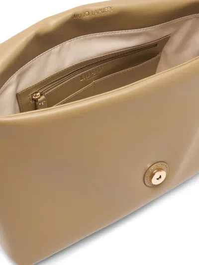 Liu •jo Lapuffy Large Braided Chain Logo Satchel In Brown