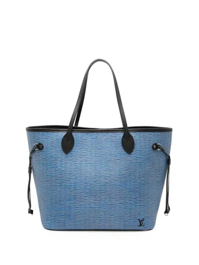 Pre-owned Louis Vuitton 2017 Epi Denim Neverfull Mm Tote Bag In Black