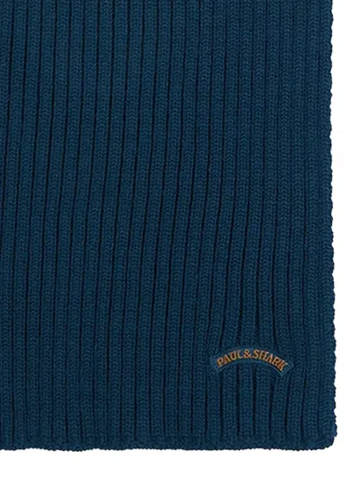 Paul & Shark Ribbed Scarf In Blue