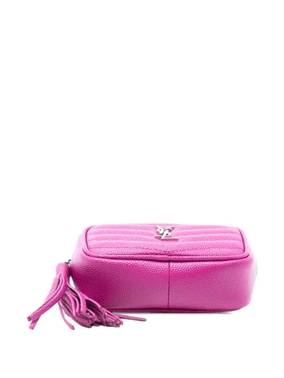 Pre-owned Saint Laurent 2020 Baby Matelasse Grain De Poudre Monogram Lou Camera Bag Crossbody Bag In Pink