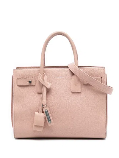 Pre-owned Saint Laurent 2016 Baby Grained Calfskin Sac De Jour Satchel In Pink