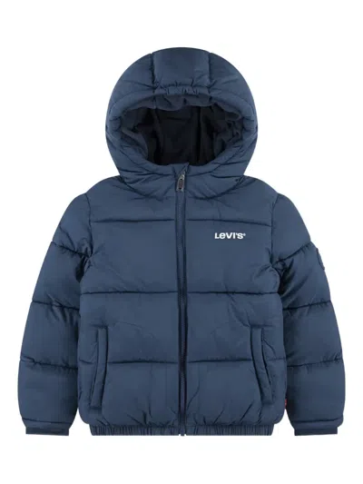 Levi's Logo-print Hooded Jacket In Blue