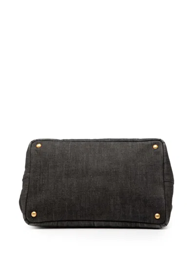 Pre-owned Prada 2013-2025 Denim Canapa Logo Satchel In Black